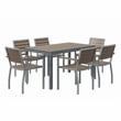 Eveleen 55 x 32in Dining Table Set- Mocha Top- 6 Chairs