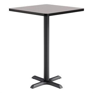 KFI Studios 30in Square Dining Table - 42in H - Gray Top - Black Base