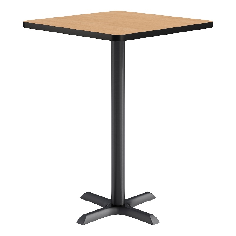 KFI Studios 30in Square Dining Table - 42in H - Natural Top - Black Base