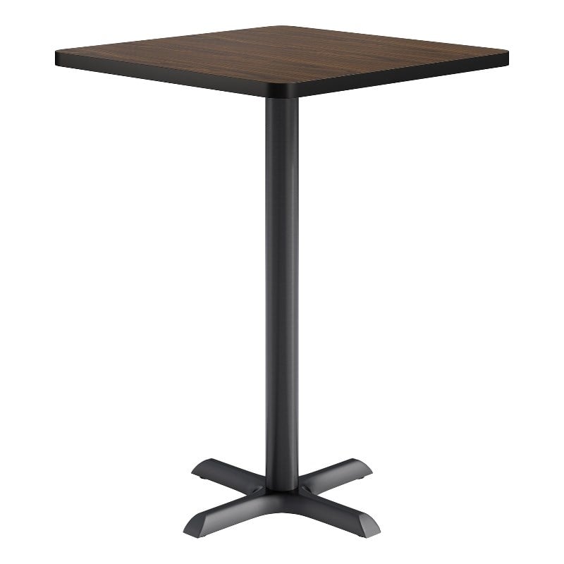 KFI Studios 30in Square Dining Table - 42in H - Walnut Top - Black Base