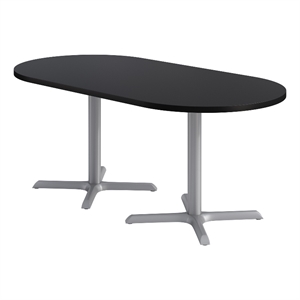 KFI Studios 36x72in RT Dining Table - 29in H - Black Top - Silver Base