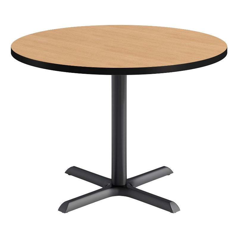 KFI Studios 42in Round Dining Table - Natural Top - Black Base