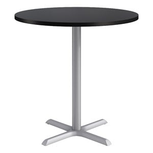KFI Studios 42in Round Dining Table - 42in H - Black Top - Silver Base