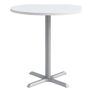 KFI Studios 42in Round Dining Table - 42in H - White Top - Silver Base