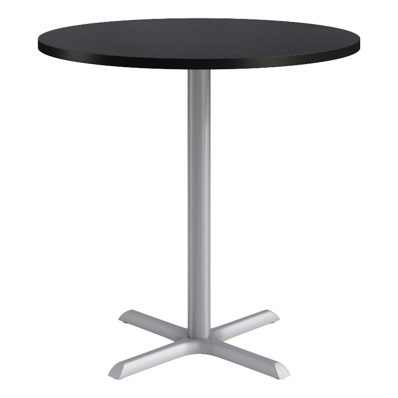 KFI Studios 42in Round Dining Table - 42in H - Charcoal Top - Silver Base