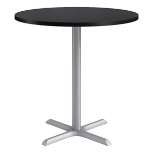 KFI Studios 42in Round Dining Table - 42in H - Charcoal Top - Silver Base