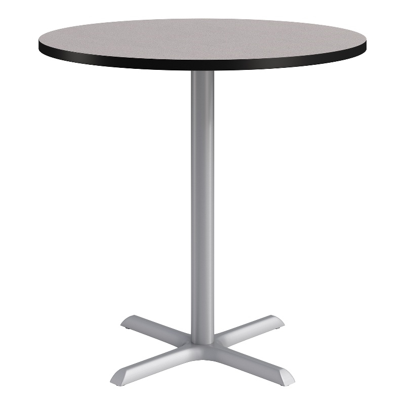 KFI Studios 42in Round Dining Table - 42in H - Gray Top - Silver Base
