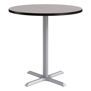 KFI Studios 42in Round Dining Table - 42in H - Gray Top - Silver Base