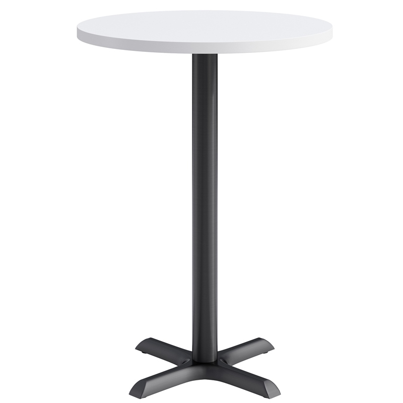 KFI Studios 30in Round Dining Table - 42in H - White Top - Black Base