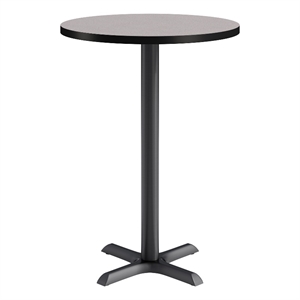 KFI Studios 30in Round Dining Table - 42in H - Gray Top - Black Base