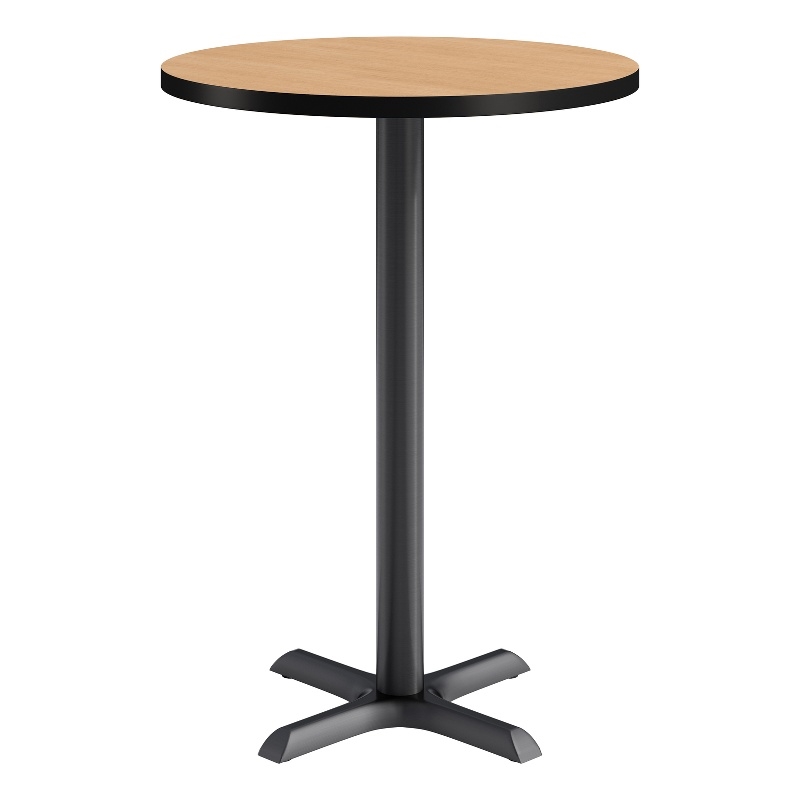 KFI Studios 30in Round Dining Table - 42in H - Natural Top - Black Base