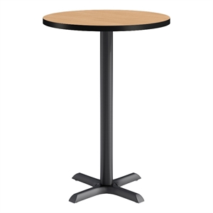 KFI Studios 30in Round Dining Table - 42in H - Natural Top - Black Base