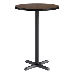 KFI Studios 30in Round Dining Table - 42in H - Walnut Top - Black Base