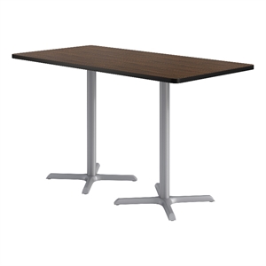 KFI Studios 36x72in Rect. Dining Table - 42in H - Walnut Top - Silver Base