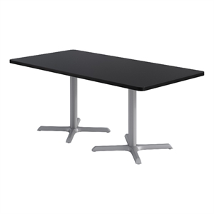 KFI Studios 36x72in Rect. Dining Table - Black Top - Silver Base
