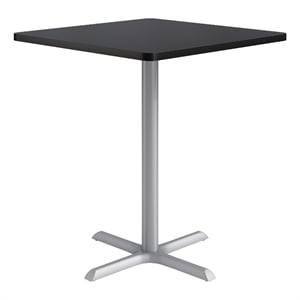 KFI Studios 36in Square Dining Table - 42in H - Black Top - Silver Base