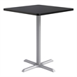 KFI Studios 36in Square Dining Table - 42in H - Black Top - Silver Base
