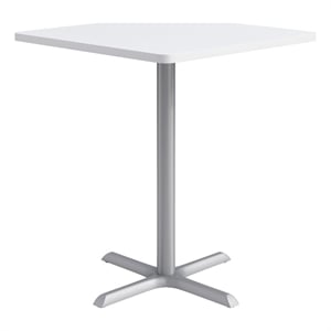 KFI Studios 36in Square Dining Table - 42in H - White Top - Silver Base