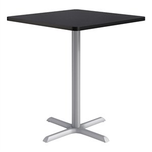 KFI Studios 36in Square Dining Table - 42in H - Charcoal Top - Silver Base