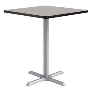 KFI Studios 36in Square Dining Table - 42in H - Gray Top - Silver Base