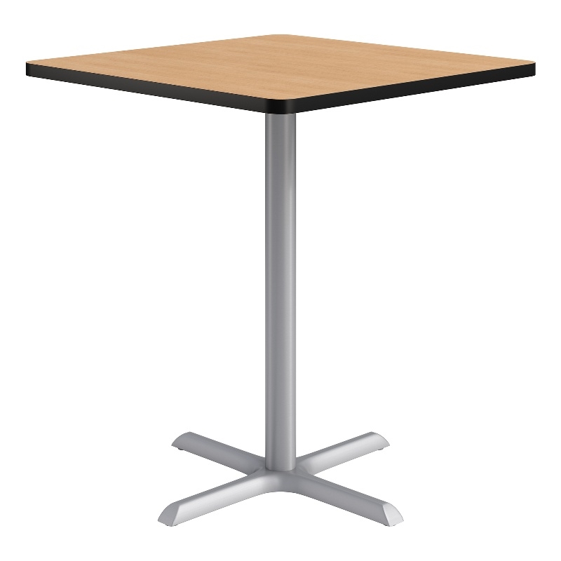 KFI Studios 36in Square Dining Table - 42in H - Natural Top - Silver Base