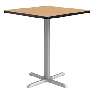 KFI Studios 36in Square Dining Table - 42in H - Natural Top - Silver Base