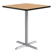 KFI Studios 36in Square Dining Table - 42in H - Natural Top - Silver Base