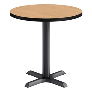 KFI Studios 30in Round Dining Table - 29in H - Natural Top - Black Base