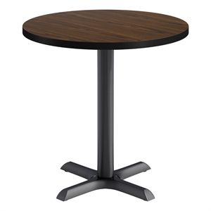 KFI Studios 30in Round Dining Table - 29in H - Walnut Top - Black Base