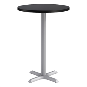 KFI Studios 30in Round Dining Table - 42in H - Black Top - Silver Base
