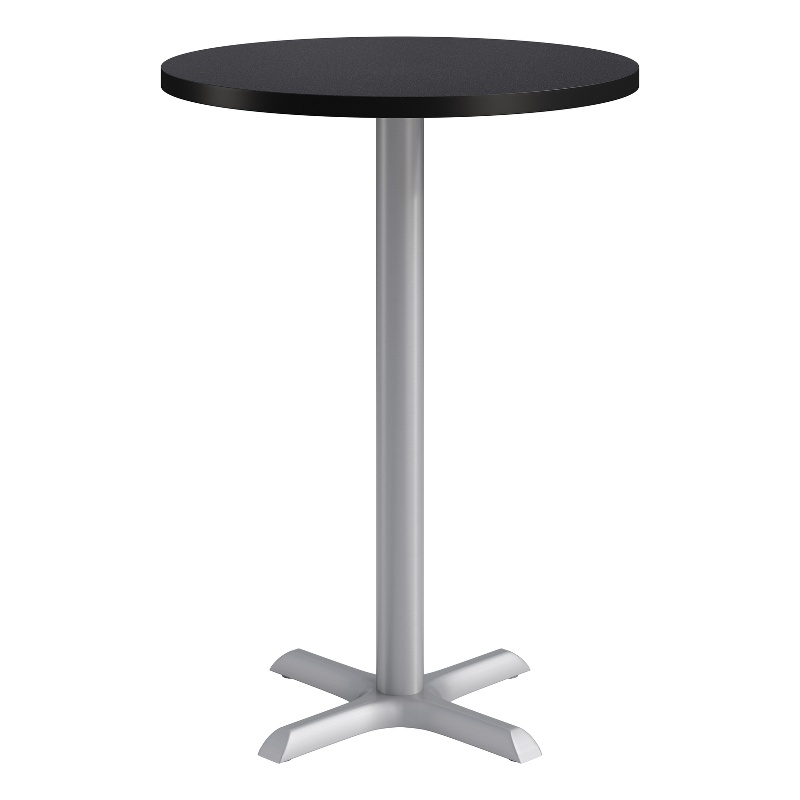 KFI Studios 30in Round Dining Table - 42in H - Charcoal Top - Silver Base