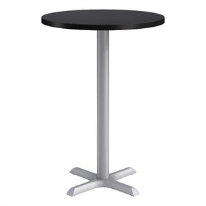 KFI Studios 30in Round Dining Table - 42in H - Charcoal Top - Silver Base