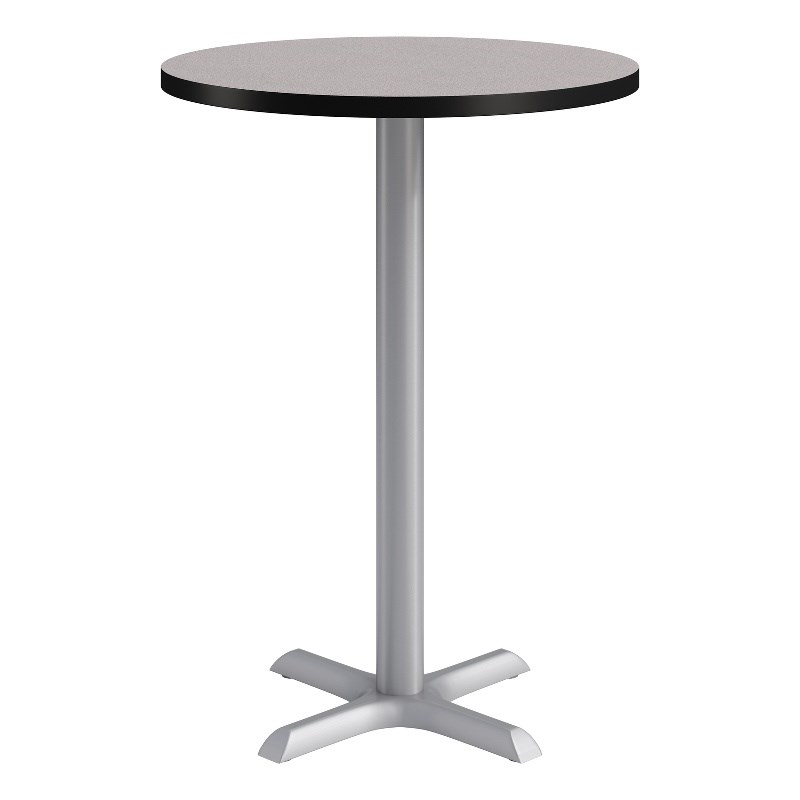 KFI Studios 30in Round Dining Table - 42in H - Gray Top - Silver Base