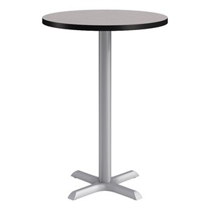 KFI Studios 30in Round Dining Table - 42in H - Gray Top - Silver Base