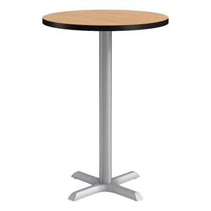 KFI Studios 30in Round Dining Table - 42in H - Natural Top - Silver Base