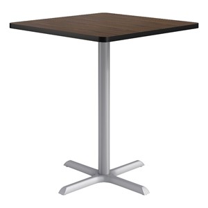KFI Studios 36in Square Dining Table - 42in H - Walnut Top - Silver Base