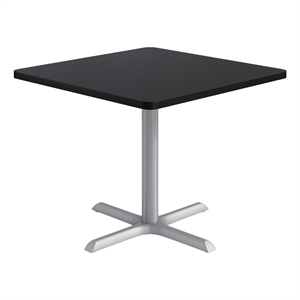 KFI Studios 36in Square Dining Table - Black Top - Silver Base
