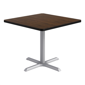 KFI Studios 36in Square Dining Table - Walnut Top - Silver Base