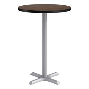 KFI Studios 30in Round Dining Table - 42in H - Walnut Top - Silver Base