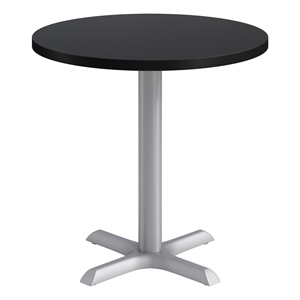 KFI Studios 30in Round Dining Table - 29in H - Black Top - Silver Base