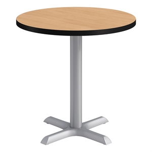 KFI Studios 30in Round Dining Table - 29in H - Natural Top - Silver Base