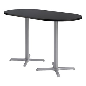 KFI Studios 36x72in RT Dining Table - 42in H - Black Top - Silver Base