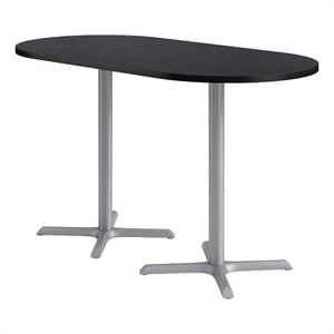 KFI Studios 36x72in RT Dining Table - 42in H - Charcoal Top - Silver Base