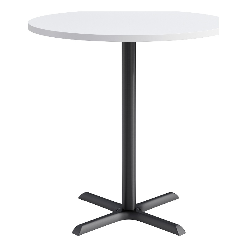 KFI Studios 42in Round Dining Table - 42in H - White Top - Black Base