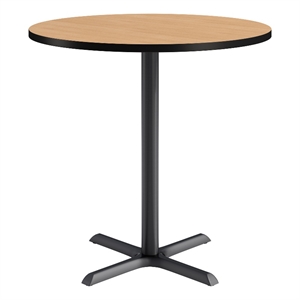 KFI Studios 42in Round Dining Table - 42in H - Natural Top - Black Base
