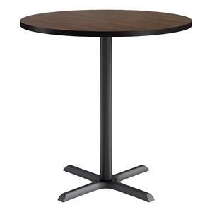 KFI Studios 42in Round Dining Table - 42in H - Walnut Top - Black Base