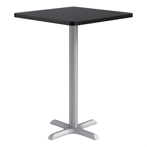 KFI Studios 30in Square Dining Table - 42in H - Black Top - Silver Base