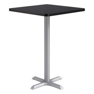 KFI Studios 30in Square Dining Table - 42in H - Charcoal Top - Silver Base
