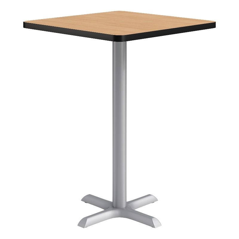KFI Studios 30in Square Dining Table - 42in H - Natural Top - Silver Base