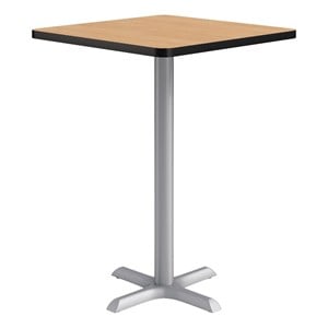KFI Studios 30in Square Dining Table - 42in H - Natural Top - Silver Base
